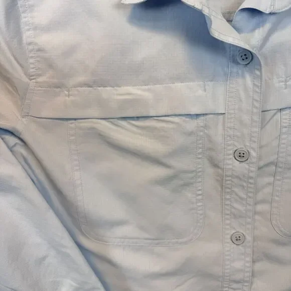 Eddie Bauer SS25 Long Sleeve Performance Shirt M Light Blue UPF Sun Protection - Picture 3 of 12